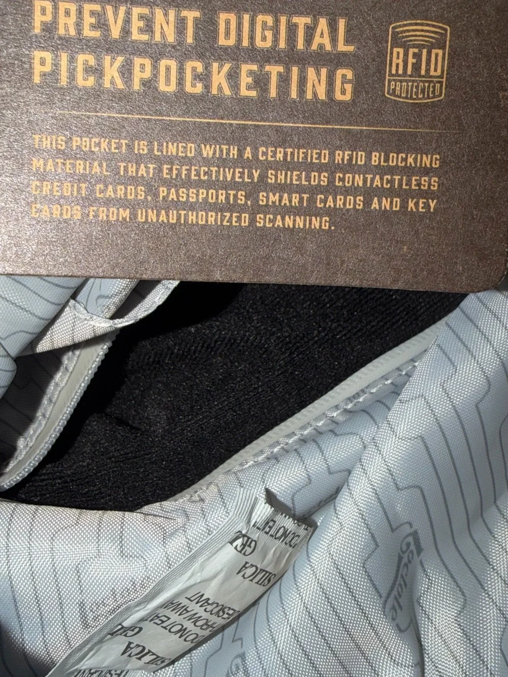 Light Gray Drawstring Backpack Sack with Patterned Cord Straps